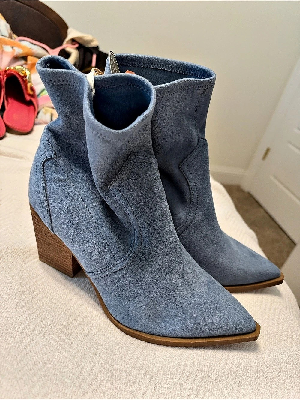 MIA Pointed Toe Heeled Boots Blue US 9